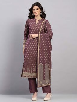 Monte Carlo - Women Wine Printed Kurta with Pant and Dupatta
