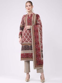 Monte Carlo - Women Maroon Printed Mirror Work Kurta with Pant and Dupatta