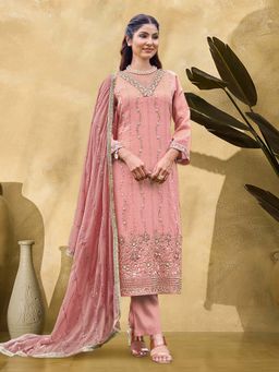 KVS FAB - Women Pink Sequined Work Kurta with Pant and Dupatta