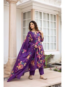 Nehamta - Women Purple Floral Printed Kurta with Pant and Dupatta