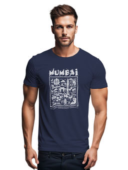 Tantra - Navy Blue Round Neck Graphic Printed T-Shirt