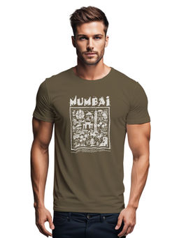 Tantra - Olive Green Round Neck Graphic Printed T-Shirt