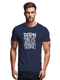 Tantra - Navy Blue Round Neck Typography Printed T-Shirt