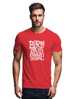 Tantra - Red Round Neck Typography Printed T-Shirt