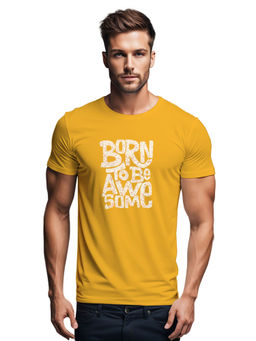 Tantra - Yellow Round Neck Typography Printed T-Shirt