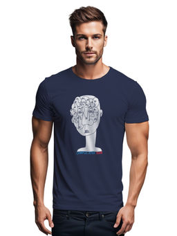 Tantra - Navy Blue Round Neck Graphic Printed T-Shirt