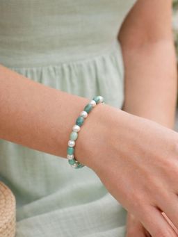 Digital Dress Room - Pearl Green Stone Adjustable Bracelet