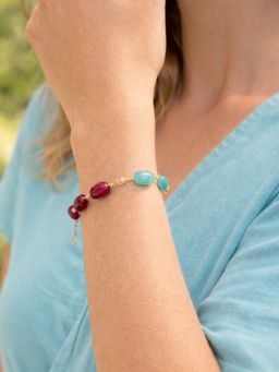 Digital Dress Room - Green Multi Stone Lumba Bracelet for Women