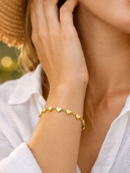 Digital Dress Room - Gold Heart Charm Lumba Bracelet Women
