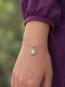 Digital Dress Room - Silver Plated Crystal Flower Charm Lumba Bracelet Women