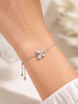 Digital Dress Room - Silver Plated Flower Lumba Bracelet for Women