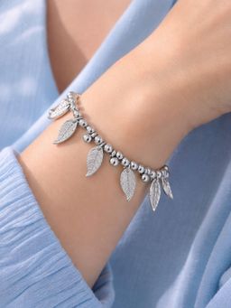 Digital Dress Room - Silver Leaf Charm Lumba Bracelet Women Gift!