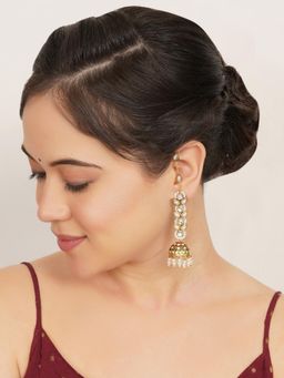 BeAbhika - Red Meenakari Jhumki Kundan Kanauti Earrings