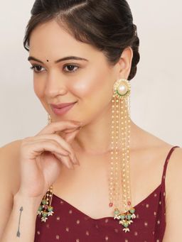 BeAbhika - Majestic Tassel Drops: Long Multi-Chain Statement Earrings Green