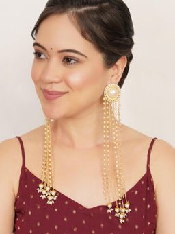BeAbhika - Majestic Tassel Drops: Long Multi-Chain Statement Earrings White
