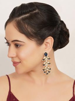 BeAbhika - The Celestial Chandelier Handcrafted Three-Tier Pearl Statement Earrings Blue