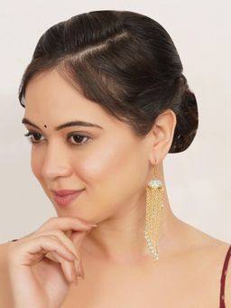 BeAbhika - Meenakari Jhumkas With Cascading Bead Strands Earrings Blue