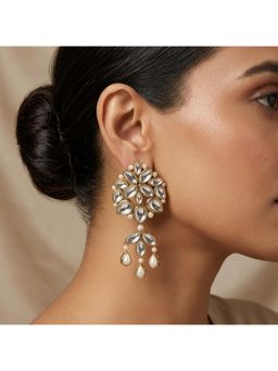 BeAbhika - Imperial Pearl And Kundan Chandelier Earrings