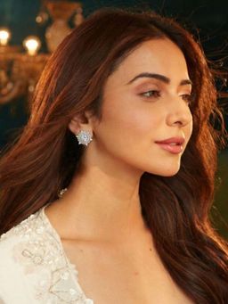 Accessher - Silver-Tone Halo Round Crystal Stud Earrings For Women