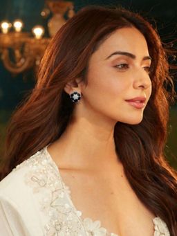 Accessher - Silver-Tone Black Crystal Floral Stud Earrings For Women