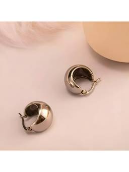 Inaya Accessories - 18Kt Gold Plated Thick Dome Hoop Earrings for Women, Talia Silver