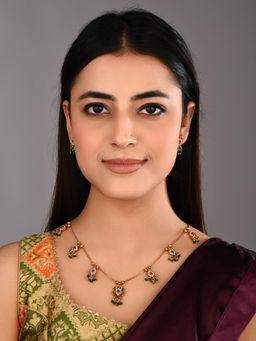 Anvik - Ruby Emerald Filigree Necklace Earrings Set Green