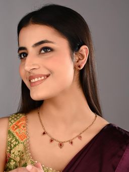 Anvik - Pan Leaf Necklace Set Red