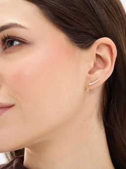 Carlton London - 925 Sterling Silver 18Kt Gold Plated Cz Ear Cuff Earring