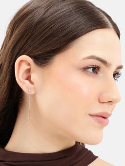 Carlton London - 925 Sterling Silver Rhodium Plated Cz Threader Earring
