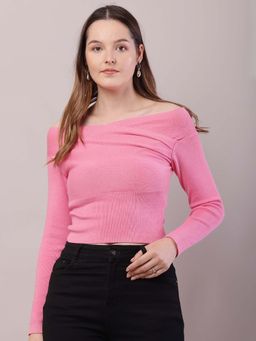 NOBARR - Viscose Off-Shoulder Pink Top