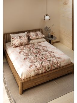 LABHAM - Pure Cotton Ethnic Motifs Printed King Size Flat Bedsheet Multi-Color (Set of 3)