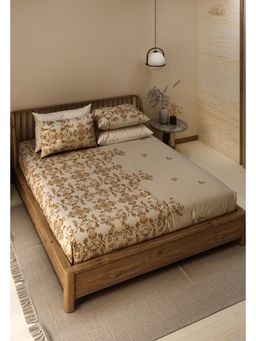 LABHAM - Pure Cotton Ethnic Motifs Printed King Size Flat Bedsheet Grey (Set of 3)