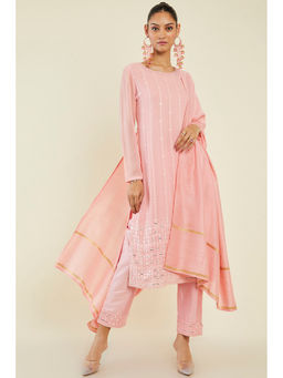 Soch - Women Peach Georgette Embroidered Suit (Set of 3)