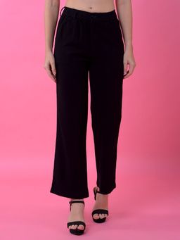 CRIMSOUNE CLUB - Women Black Straight Linen Pant