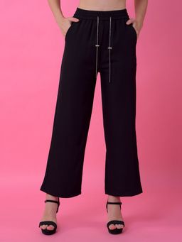 CRIMSOUNE CLUB - Women Black Wide-Leg Parallel Pant