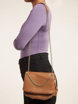 Twenty Dresses by Nykaa Fashion - Camel Brown Rectangular Chainlink Sling Bag