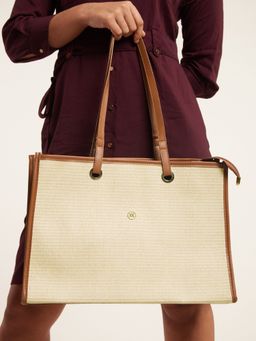 Twenty Dresses by Nykaa Fashion - Beige and Tan Essential Canvas Tote