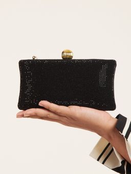 Twenty Dresses by Nykaa Fashion - Black Diamante Clutch