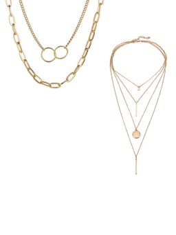 Jewels Galaxy - Jewellery For Women Gold-Plated Layered Necklace (Set of 2)