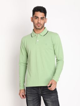 CHKOKKO - Mens Cotton Regular Fit Green T-shirt