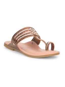 Bata - Women Rose Gold Leather Kolhapuri