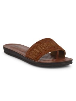 Bata - Women Tan Textile Sliders