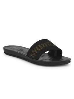 Bata - Women Black Textile Sliders