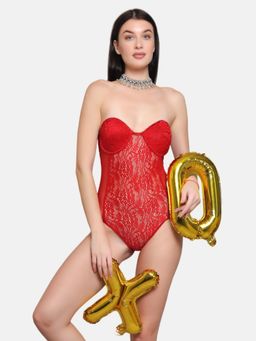 Curwish - Lacy Wonder Bodysuit with Detachable Straps