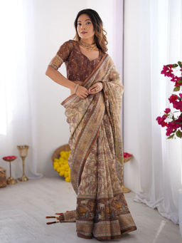 ALMAARI FASHION - Women's Handloom Saree & Unstitched Blouse