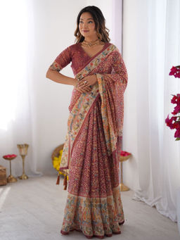 ALMAARI FASHION - Everyday Elegance Handloom Floral Saree & Unstitched Blouse