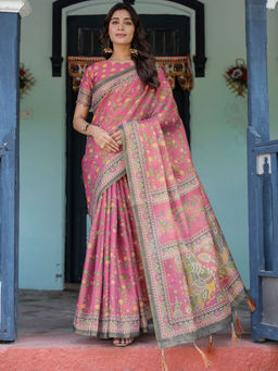 ALMAARI FASHION - Women's Handloom Saree & Unstitched Blouse