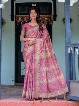 ALMAARI FASHION - Everyday Elegance Handloom Floral Saree & Unstitched Blouse