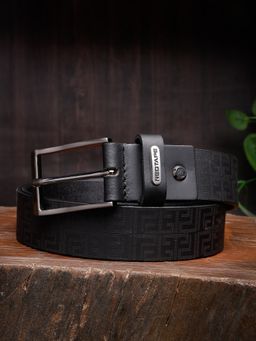 Red Tape - Men Black Textured Formal Leather Belt