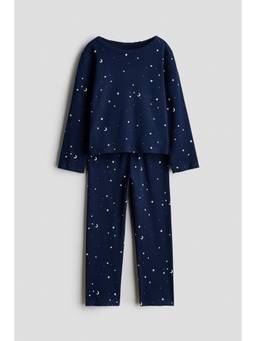H&M - Girls Navy Blue Patterned Cotton Pyjamas